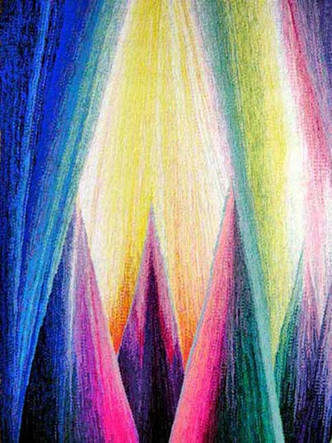 Aurora Borealis Behind the Trees # 4: Curtain of Light   hand woven tapestry 130cm x 183cm 